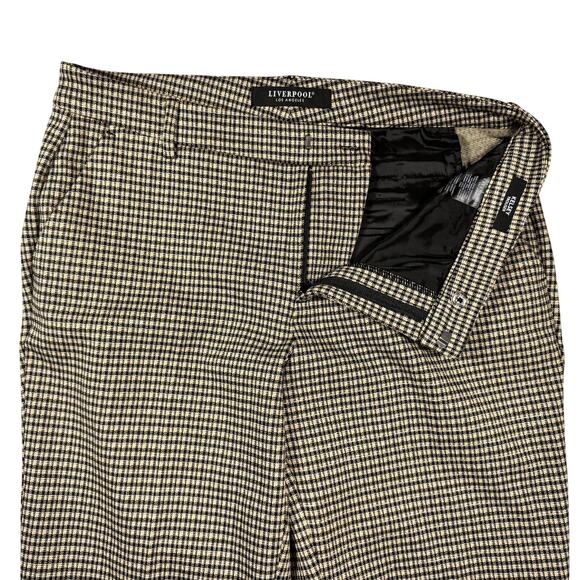 Liverpool Women's Kelsey Midrise Black/Tan Plaid Trouser Dress Pants - Size 12 - Picture 4 of 10